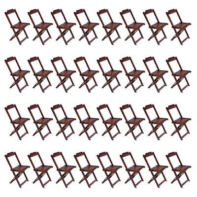 Kit 8 Conjuntos De Mesa Com 4 Cadeiras De Madeira Dobravel 70X70 Imbuia - Marrom