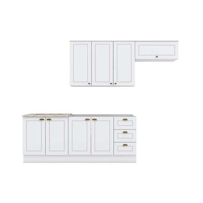 Cozinha Modulada Completa Americana 5pçs (2 Armários 2 Balcões 1 Complemento) C5P15 Branco - Henn