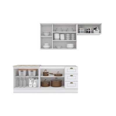 Kit De Cozinha Modulada 5pçs (2 Armários + 2 Balcões + 1 Complemento) C5P15 Branco - Henn