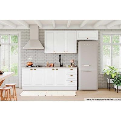 Kit De Cozinha Completa 5 Peças Americana (2 Armários 2 Balcões 1 Complemento) C5p15 Branco - Henn