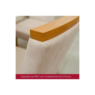 Sala de Jantar Completa Luiza 120Cm + 4 Cadeiras Bella Nature Veludo Light Linho