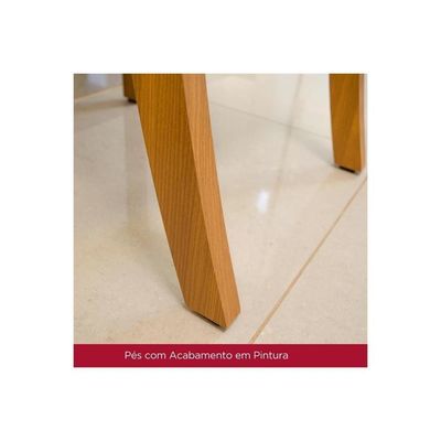 Sala de Jantar Completa Luiza 120Cm + 4 Cadeiras Bella Nature Veludo Light Linho