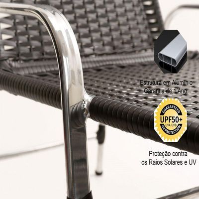 Jogo Cadeiras E Mesa Emily E 2 Espreguiçadeiras Regulável Preto