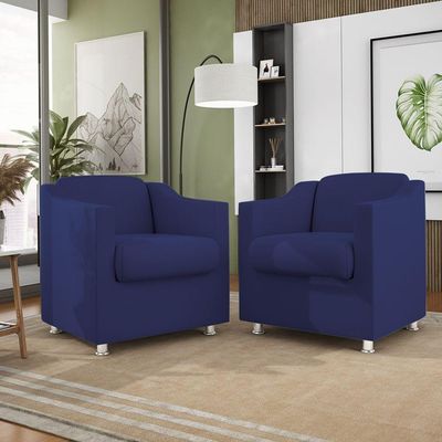 Poltrona Decorativa Escritório Cadeira Manicure Suede Cor:Azul Marinho