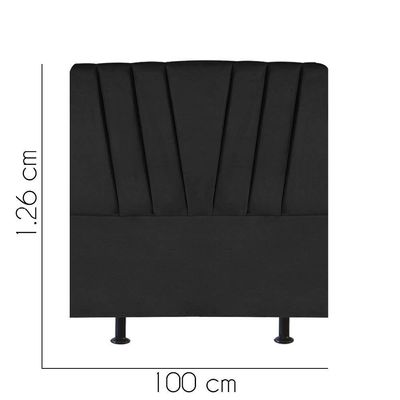 Cabeceira Estofada Bélgica 100cm Solteiro Para Cama Box Quarto Suede Preto - Gat Magazine