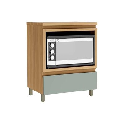 Gabinete de Cozinha Modulado Balcão Rainha p/ Forno 1 Porta c/Tampo 70 cm Nature/Verde - Nesher