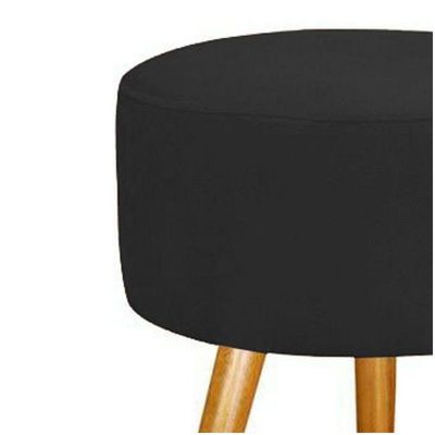 Kit 2 Puff Suede Preto/Black Para Sala, Quarto E Bancada