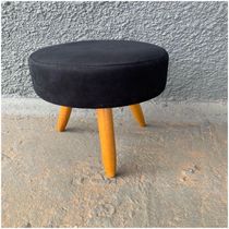 Kit 2 Puff Suede Preto/Black Para Sala, Quarto E Bancada