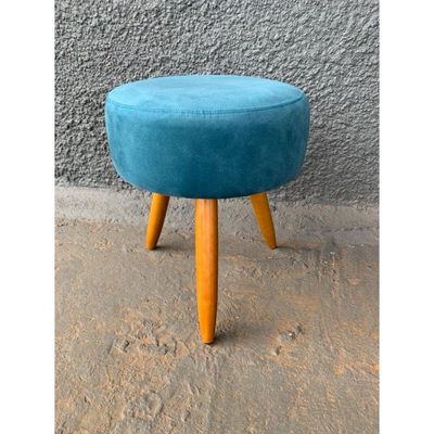Combo 02 Puff Magnus Redondo Decorativo Pé Palito Azul Tiffany