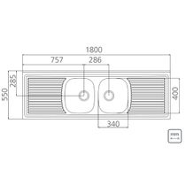 Pia de Apoio Tramontina Ribon 2C 34 em Aço Inox 180 x 55 cm
