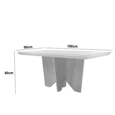 Mesa Sala De Jantar Evora 180cm Em Mdf E Vidro Com Canto Copo Grafite/ Imbuia/ Serig. Grafite