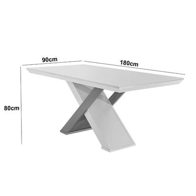 Mesa Para Sala De Jantar Carol 180cm Em Mdf E Vidro Canto Reto Off White/ Imbuia/ Serig. Off