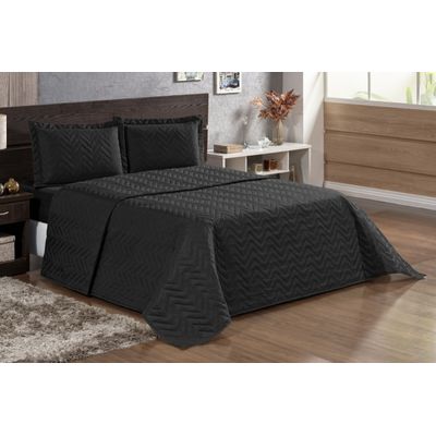 Kit Cobre Leito Pratic Casal Padrão 3 Peças Preto