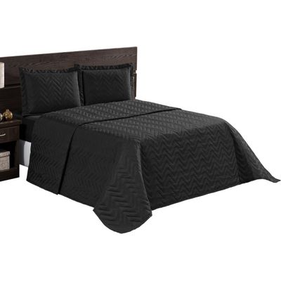 Cobre Leito Casal Padrão Pratic 3 Peças Preto
