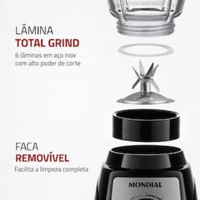 Liquidificador Mondial Turbo Glass L-1400 GI Preto/Inox 1400W com Jarra de Vidro Preto,Inox / 220