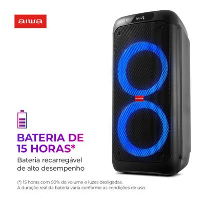 Caixa de Som PartyBox AIWA PB-01 BT 15H RGB USB TWS Preto Bivolt