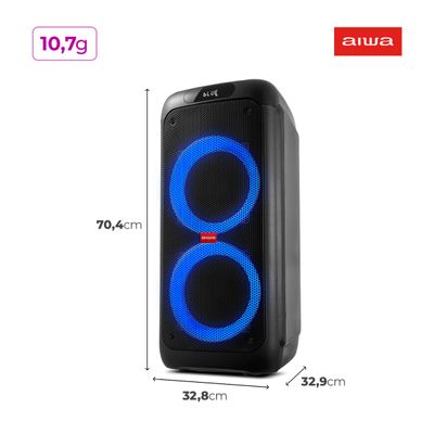 Caixa de Som PartyBox AIWA PB-01 BT 15H RGB USB TWS Preto Bivolt