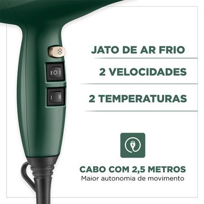 Secador de Cabelo By Juliette Mondial Verde Oliva 2000W - SCP-JU-02 110