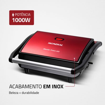 Press Grill Red Ceramic Mondial PG-01-RC 220V