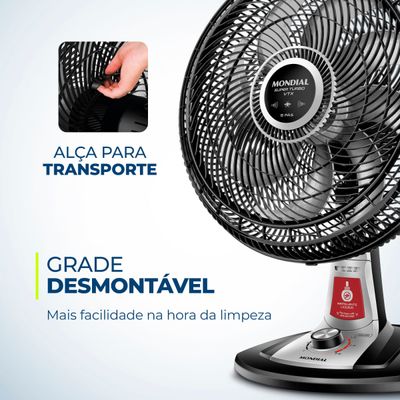Ventilador de Mesa Mondial Turbo 8 Pás 40 cm Repelente Líquido VTX-40-8P-RL 220V