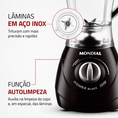 Liquidificador Mondial Power 2 Black L-28 110V