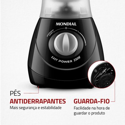 Liquidificador Mondial 1,5L Easy Power 550W L-550-B 220V