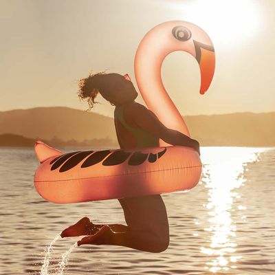 Boia Cisne Perolado Rosa com Abertura