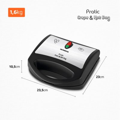 Crepeira Mondial Pratic Crepe & Hot Dog CP-01 110V