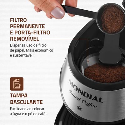 Cafeteira Mondial 2 xícaras Smart Coffee C-42-2X-BI 110V