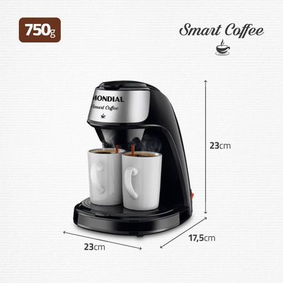 Cafeteira Mondial 2 xícaras Smart Coffee C-42-2X-BI 110V