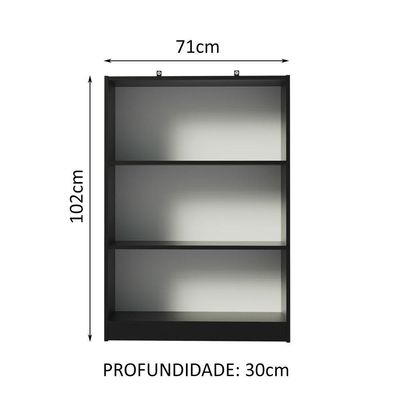 Estante Para Livros Home Sala Madesa 6907 Com 3 Nichos Preto
