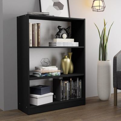 Estante Para Livros Home Sala Madesa 6907 Com 3 Nichos Preto