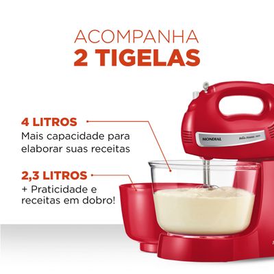 Batedeira Premium Bella Massa Inox Mondial B-29 NP 110V