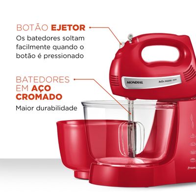 Batedeira Premium Bella Massa Inox Mondial B-29 NP 110V