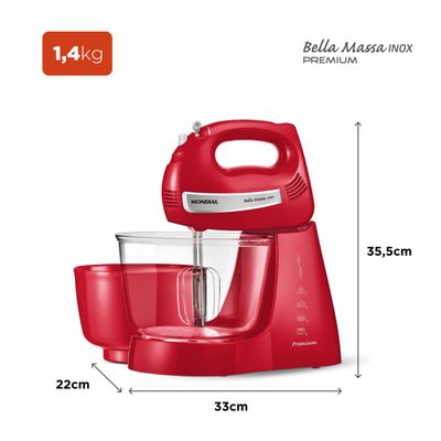 Batedeira Premium Bella Massa Inox Mondial B-29 NP 110V