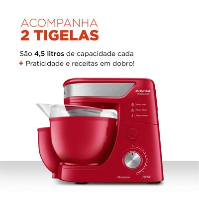 Batedeira Planetária Mondial Premium BP-01P-R 110V