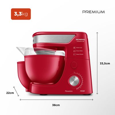 Batedeira Planetária Mondial Premium BP-01P-R 110V