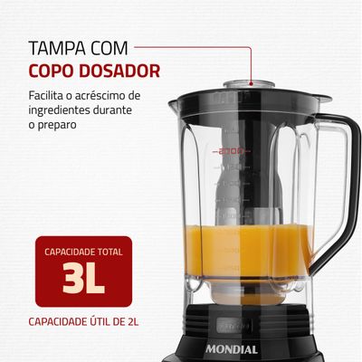 Liquidificador Mondial Turbo Inox 3L L-1100-BI 110V
