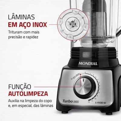 Liquidificador Mondial Turbo Inox 3L L-1100-BI 110V