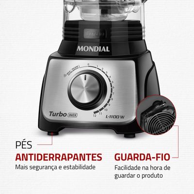 Liquidificador Mondial Turbo Inox 3L L-1100-BI 110V