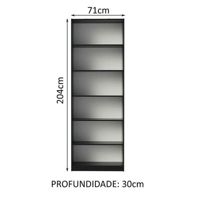 Estante Livreiro 6908 com 6 Nichos Preto