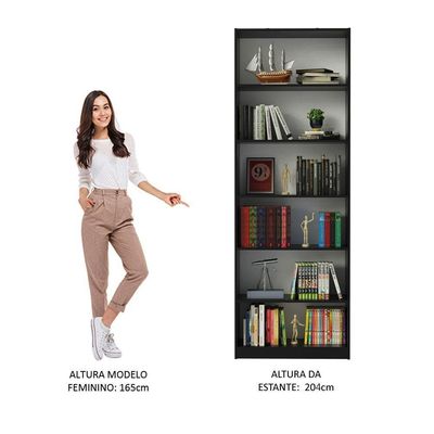 Estante Livreiro 6908 com 6 Nichos Preto