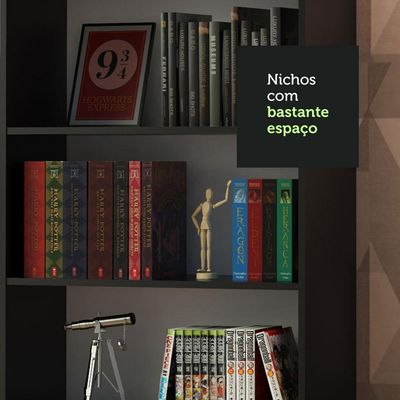Estante Livreiro 6908 com 6 Nichos Preto
