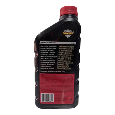 Óleo Lubrificante do Motor Texaco Havoline 20W50 Superior SL Mineral 1L