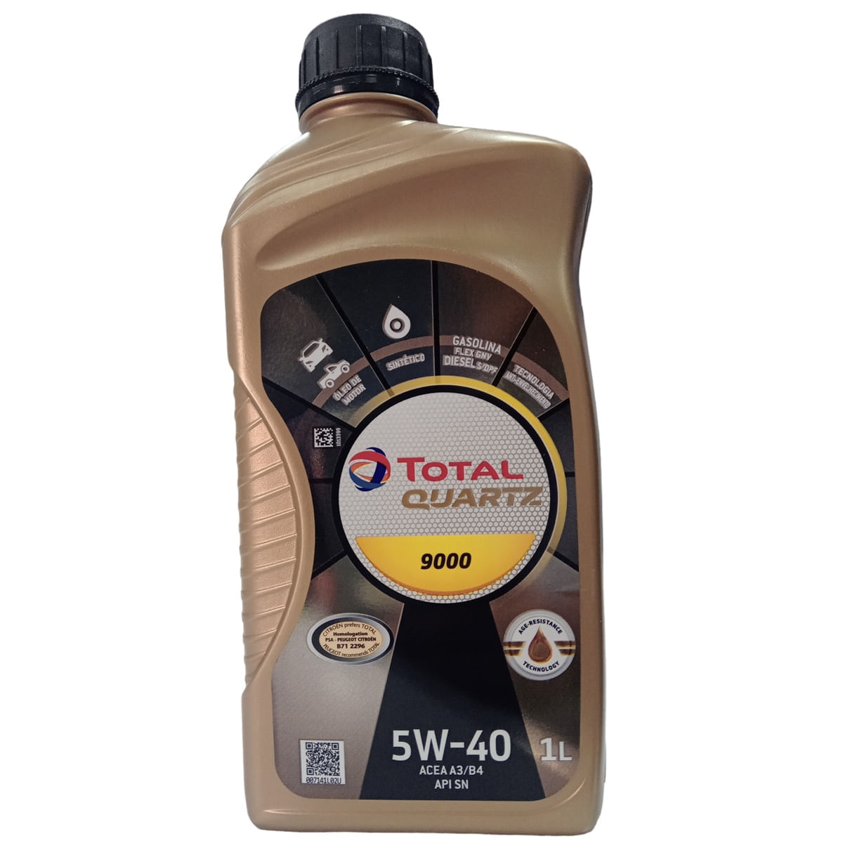 Óleo Lubrificante do Motor Total Quartz 9000 5W40 Sintético Api SN - ACEA A3/B4 - 1L