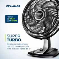 Ventilador de Mesa Mondial Turbo 8 Pás VTX-40-8P