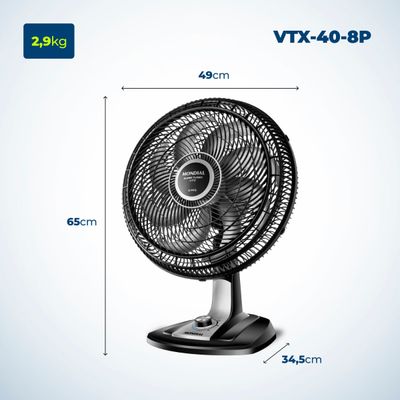 Ventilador de Mesa Mondial Turbo 8 Pás VTX-40-8P 110V