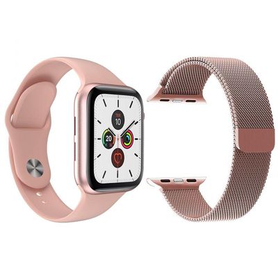 Kit 1 SmartWatch Rosa Android iOS + 1 Pulseira Extra Rosa