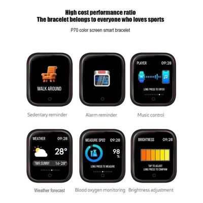 Relógio Smartwatch P70 Android Ios Preto