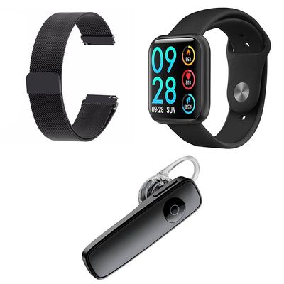Kit 1 Smartwatch P80 Preto + 1 Pulseira + 1 Fone Preto